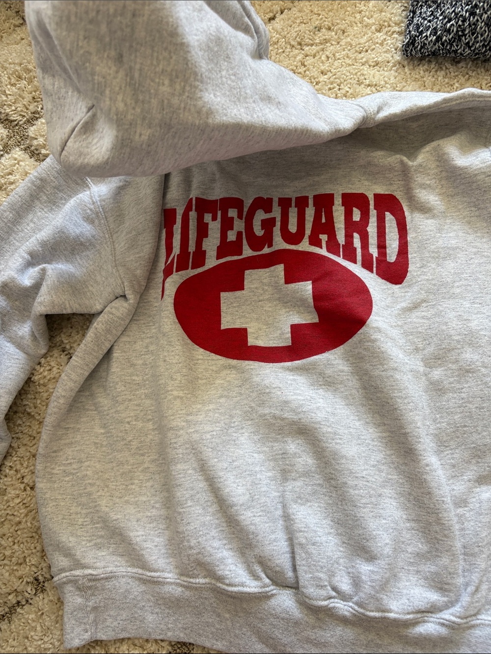 Gildan Gray Hoodie with Red Lifeguard Print
